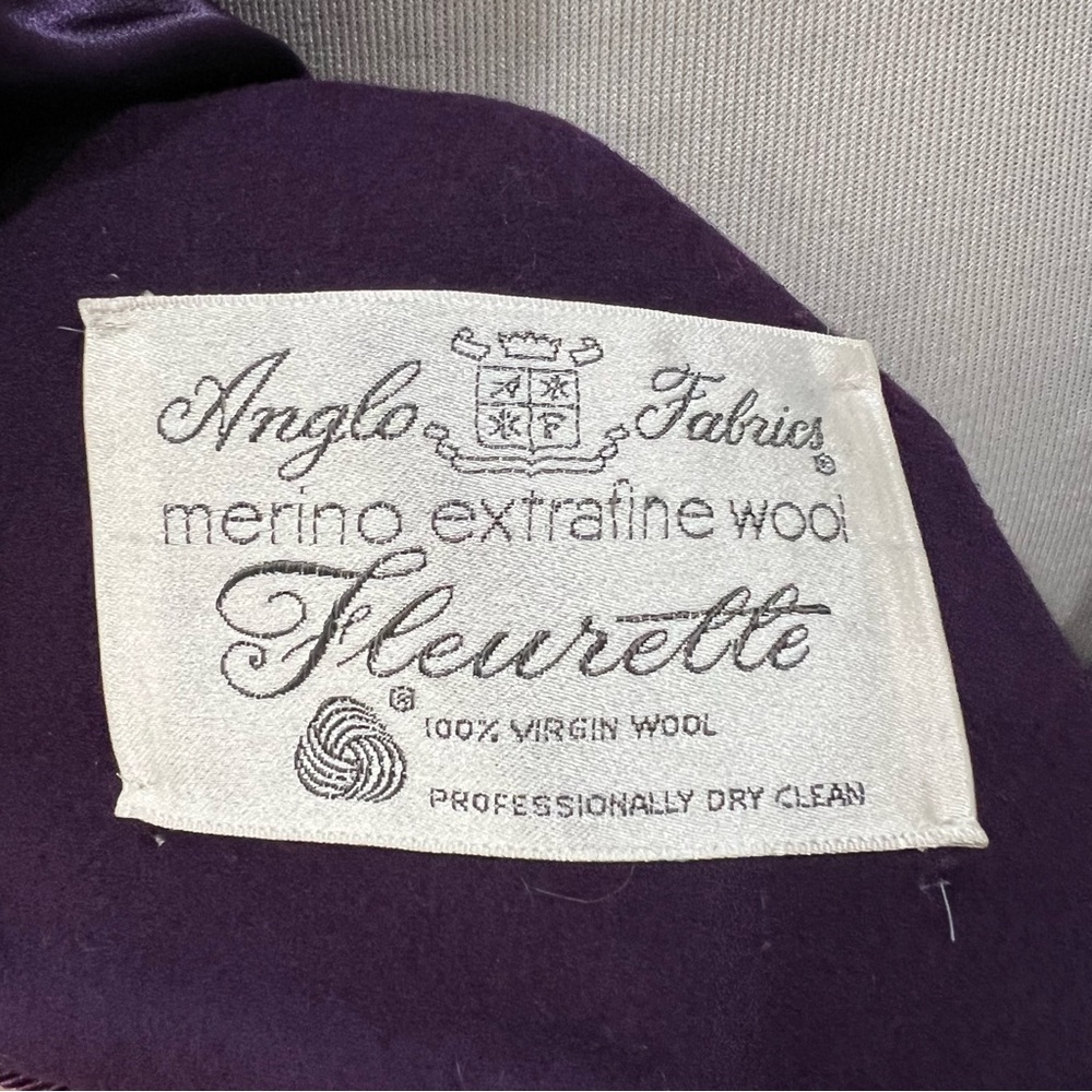 Fleurette Vintage Union Tag Virgin Wool Purple Jacket Coat Anglo Fabrics Merino - Picture 6 of 7